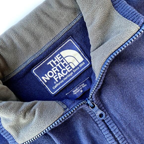 ThE NORTH FACE Sweatshirt Medium Blue Wool & Cotton Mock Neck 1/4 Zip Sweater - Picture 6 of 7